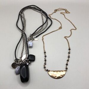 J.Jill  boho style stone/gemstone charm dangle necklace + free chain necklace